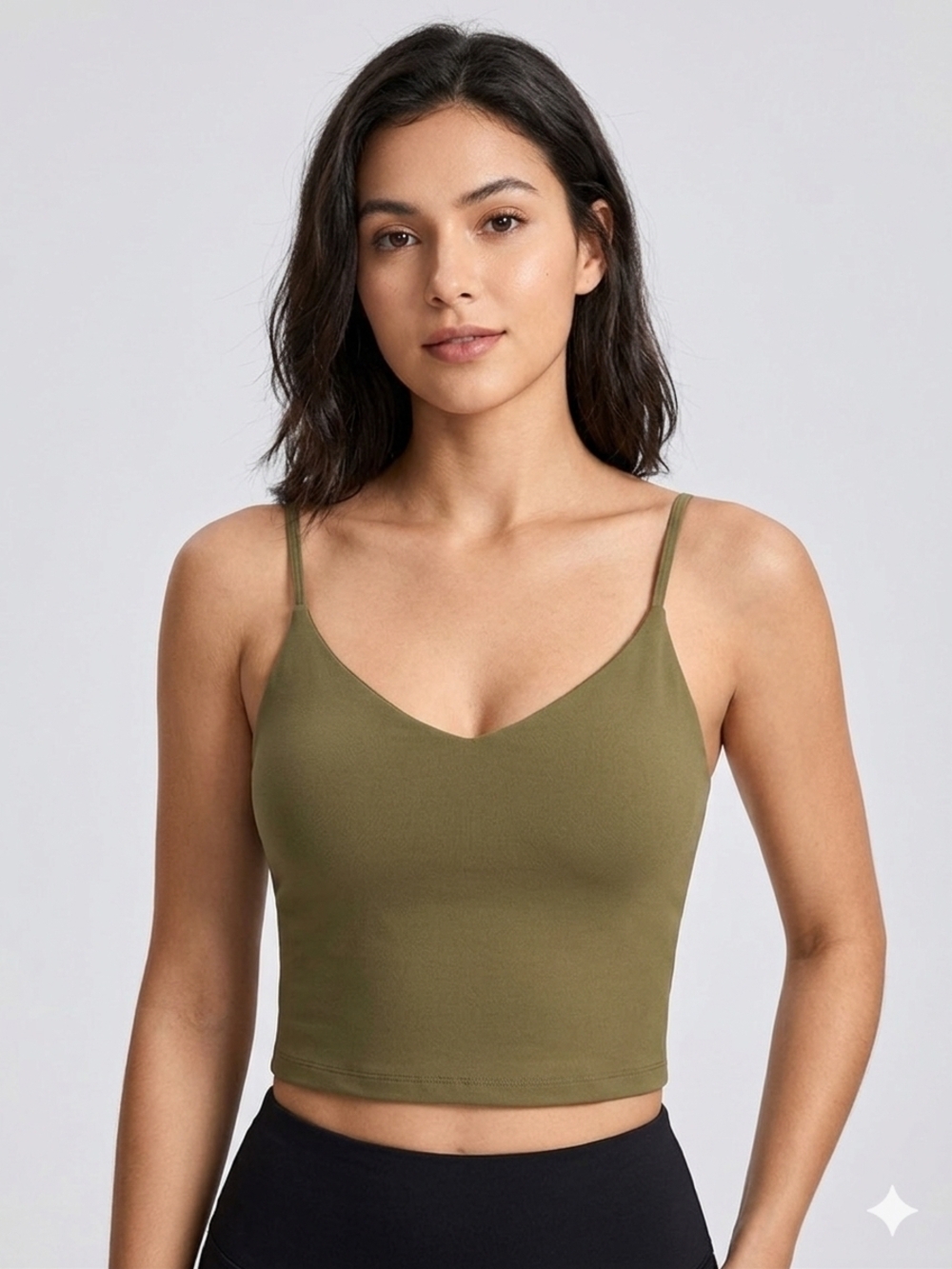 Dynamite Olive Brown Slim Cropped Cami Silky Adjustable Straps Size Small